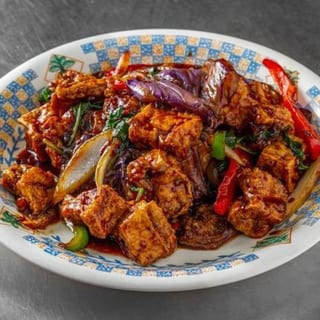 Eggplant & Fried Tofu with Basil Leaves or Black Bean Sauce